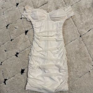 Windsor White Ruched Mini Dress